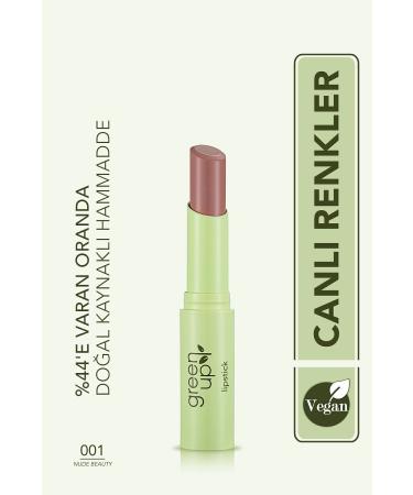 Flormar Creamy Textured Intense Pigmented Vegan Lipstick - Green Up Lipstick -001 Nude Beauty-4251903322164