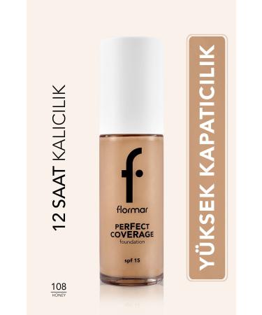 Flormar Perfect Coverage Intensive Concealer Water Based Foundation (COLD UNDERTONE) -108 Honey -8682536058285