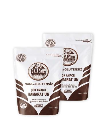 Nam gluten-free 2-pack Gluten-free Multi-Purpose Hamarat Flour Stone Mill Vegan 1 Kg
