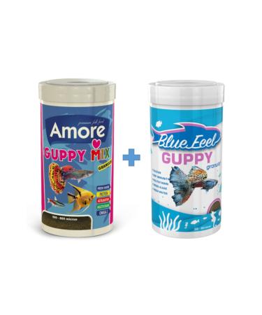AMORE Guppy Mix Granules 250 ml Bluefeel Guppy Granules 250 ml Box Tropical Aquarium Fish Food