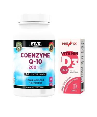 FLX Coenzyme Q10 Hyaluronic Acid 200 mg 90 Tablets Nevfix Vitamin D3