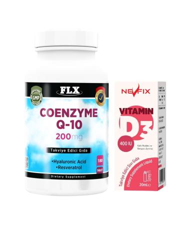 FLX Coenzyme Q-10 200 Mg Hyaluronic Acid 180 Tablets Nevfix D3