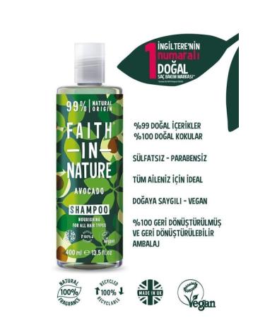 Faith In Nature Natural Nourishing Shampoo Avocado For All Hair Types - Buy Online on GoSupps.com