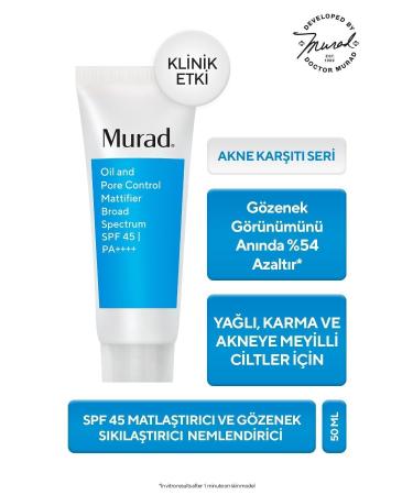Murad Oil & Pore Control Mattifier Spf45 - Mattifying and Pore Tightening Moisturizing Cream 50 Ml