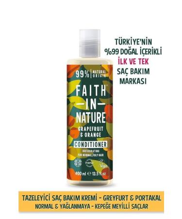 Faith In Nature Natural Refreshing Hair Care Conditioner Grapefruit & Orange For Normal & Oily & Dandruff Prone Hair