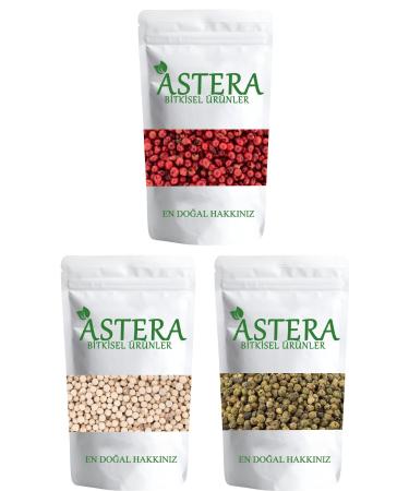 ASTERA Colored Black Pepper Set (100 Gr Red Black Pepper + 100 Gr Green Black Pepper + 100 Gr White Black Pepper)