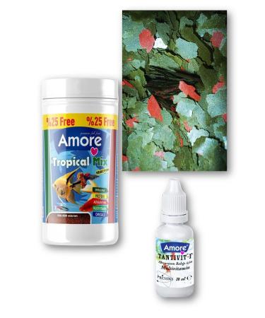 AMORE Guppy-angel-platy-moli Tropical Mix 125 Ml Sera Flora 100 gr Flake Fish Food Multivitamin