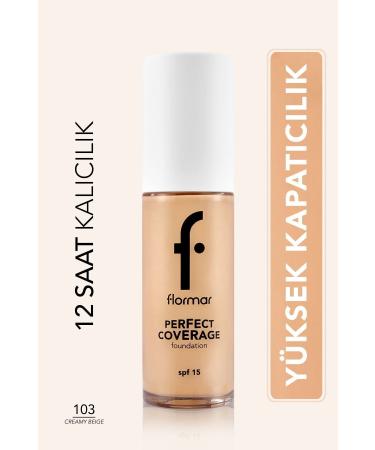 Flormar Perfect Coverage Intensive Concealer Water Based Foundation (YELLOW UNDERTONE) -103 Creamy Beige -8682536058186