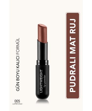 Flormar Ultra Light Matte Lipstick (DARK BROWN) - Lightweight Lip Powder - 005 Coffee Lover - 8682536061728