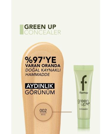 Flormar Vegan Liquid Concealer Giving a Moisture and Bright Appearance-green Up Concealer-002 Beige-4251903322256 - Buy Online on GoSupps.com