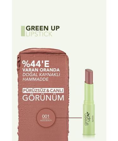 Flormar Creamy Textured Intense Pigmented Vegan Lipstick - Green Up Lipstick -001 Nude Beauty-4251903322164 - Buy Online on GoSupps.com