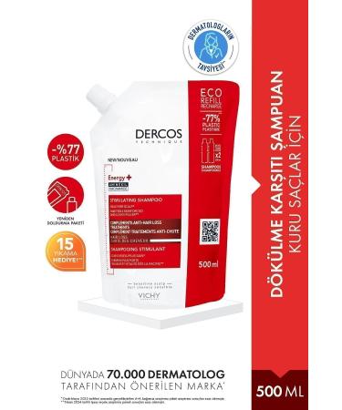 Vichy Dercos Energy+ Anti Hair Loss Shampoo - 500 ML Refill Pack