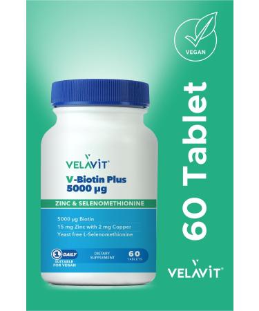 Velavit V-Biotin Plus 5000mcg Food Supplement 60 Tablets