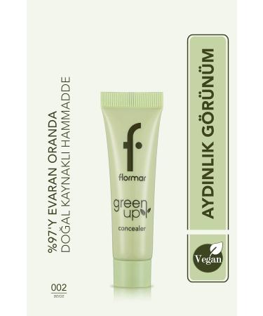 Flormar Vegan Liquid Concealer Giving a Moisture and Bright Appearance-green Up Concealer-002 Beige-4251903322256