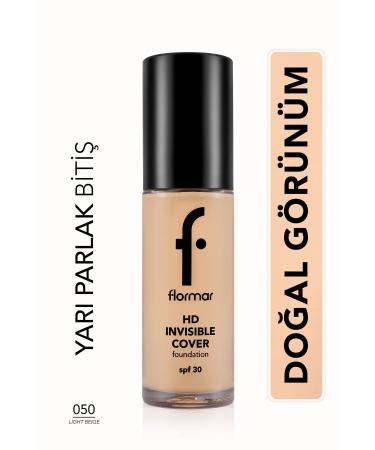 Flormar Natural Finish Foundation - Invisible Cover HD Fdt. - 050 Light Beige - 8682536059053