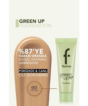 Flormar Semi-Matte Finish Water Based Vegan Foundation- Green Up Foundation-003 Ivory Nude-4251903322225 - Buy Online on GoSupps.com