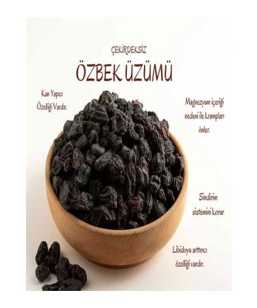 HatayBazaar Seedless Black Uzbek Raisins 1st Quality 0 Natural - 500 gr.