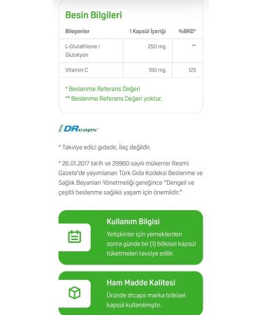 Vitamin Glutathione 250 Mg in Water 30 Vegan Capsules - Buy Online on GoSupps.com