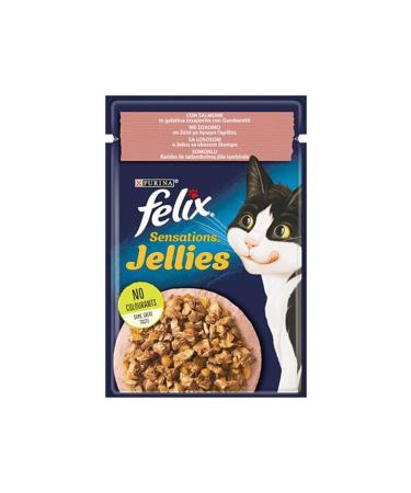 FELIX Pouch Sensation Jellies Adult Cat Canned Food with Salmon and Shrimp 26 Pieces 85 gr