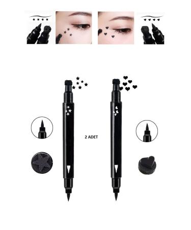 Eyeliner Double-Sided Heart and Star Patterned Pencil 2 Pieces