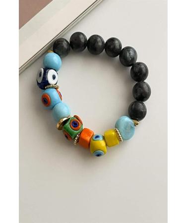 Natural Stone Glass Bodrum Elastic Bracelet