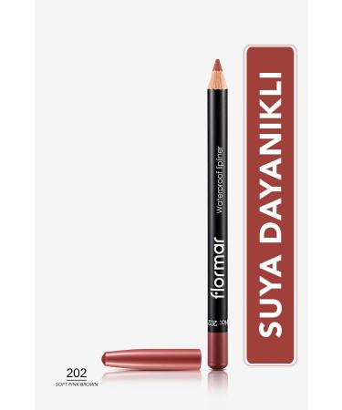 Flormar Waterproof Lip Pencil (BORDO) - Waterproof Lipliner - 202 Soft Pink Brown - 8690604111022
