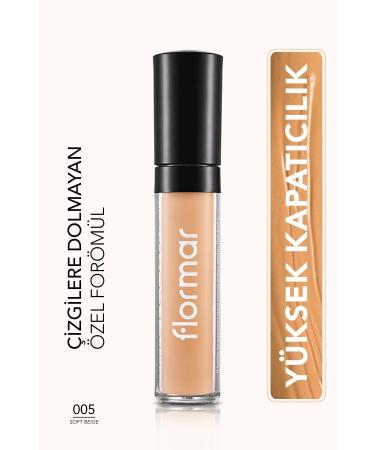 Flormar Liquid Concealer - Perfect Coverage Concealer - 005 Soft Beige - 8690604044986
