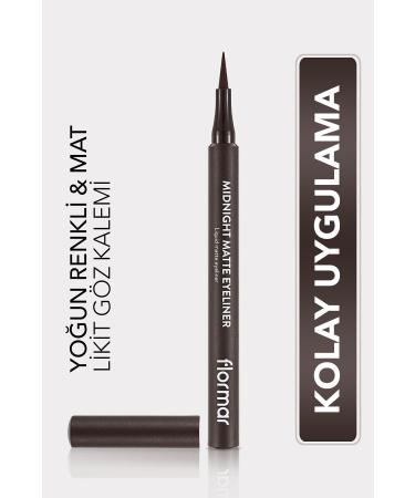 Flormar Matte Liquid Pencil Eyeliner (BROWN) - Midnight Matte Eyeliner - 002 Brown - 8690604641659
