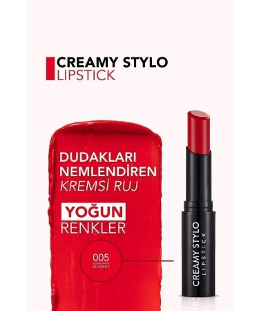 Flormar Semi Glossy Stick Lipstick- Creamy Stylo Lipstick -005 Scarlet-8682536013659 - Buy Online on GoSupps.com