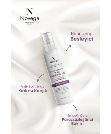 Novega Keratin Collagen Hair Milk -Straightening & Moisturizing Effect Shiny and Frizz-Free Hair 250ML - Buy Online on GoSupps.com