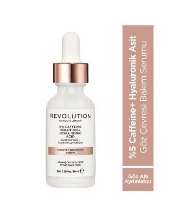 Revolution 5% Caffeine Solution + Hyaluronic Acid Brightening Hydrating Vegan Eye Serum 30ml - Buy Online on GoSupps.com