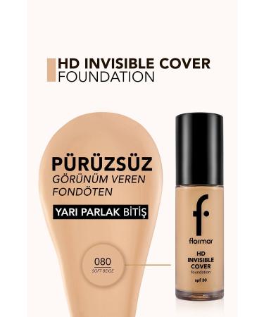 Flormar Natural Finish Foundation - Invisible Cover HD Fdt. - 080 Soft Beige - 8682536059091 - Buy Online on GoSupps.com