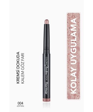 Flormar Waterproof Luminous Pencil Eyeshadow -color Shadow Stick -004 Rosy Nude-8682536039444