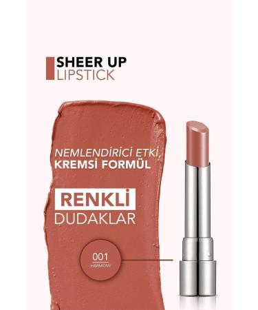 Flormar Moisturizing Shiny Lipstick (Nude) - Sheer Up Sls. - 001 Harmony - 8682536011990 - Buy Online on GoSupps.com