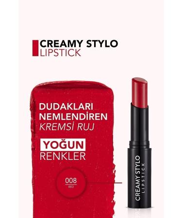 Flormar Semi Glossy Stick Lipstick- Creamy Stylo Lipstick -008 Red-8682536013680 - Buy Online on GoSupps.com