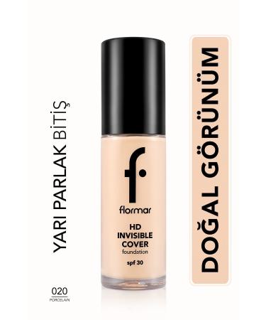 Flormar Natural Finish Foundation - Invisible Cover HD Fdt. - 020 Porcelain - 8682536059015