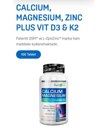 Vitamin Calcium Magnesium Zinc Plus 100 Tablets in Water (Magnesium Calcium Zinc D3 K2) - Buy Online on GoSupps.com
