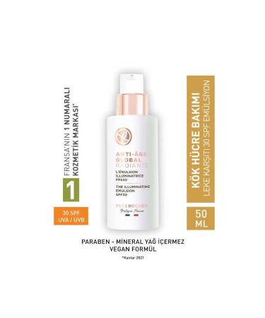 Yves Rocher Anti Age Global Anti-Spot 30 SPF Emulsion Cream Regenerating Anti-Aging - Carest Cosmetic
