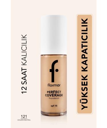 Flormar Perfect Coverage Intensive Concealer Water Based Foundation (NEUTRAL UNDERTONE) -121 Golden Natural -8682536058322