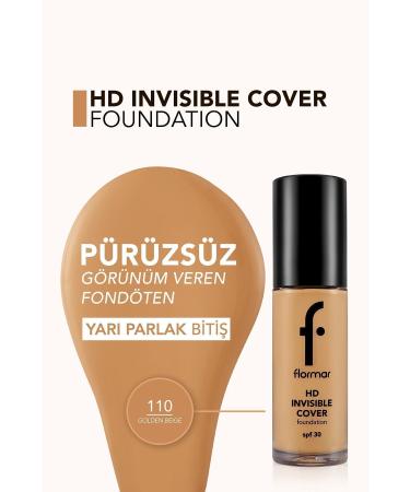 Flormar Natural Finish Foundation - Invisible Cover HD Fdt. - 110 Golden Beige - 8682536059152 - Buy Online on GoSupps.com