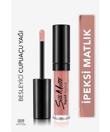 Flormar Velvet Texture Liquid Matte Lipstick - Silk Matte Liquid Lipstick - 009 NASTY CORAL - 8690604505364