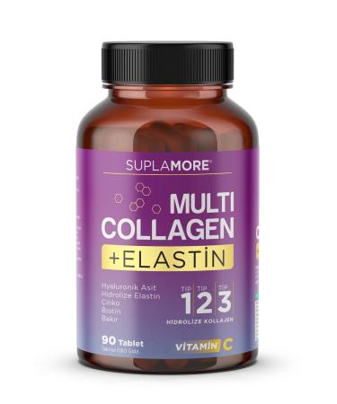 Suplamore Collagen Multi Collagen & Elastin Type1 Type2 Type3 Hydrolyzed Collagen 90 Tablets.