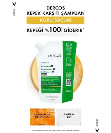 Vichy Dercos Anti-dandruff Anti-Dandruff Shampoo Dry Hair Refill Pack 500 ml - Buy Online on GoSupps.com