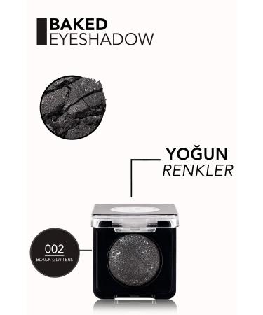 Flormar Intense Shiny Eyeshadow - Baked Eyeshadow -002 Black Glitters- 8682536052368 - Buy Online on GoSupps.com