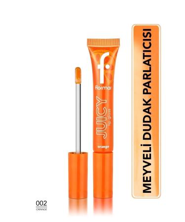 Flormar Fruit Flavored Lip Gloss (ORANGE) - Juicy Lip Gloss - 002 Orange - 8682536087728