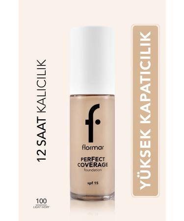Flormar Perfect Coverage Intensive Concealer Water Based Foundation (NEUTRAL UNDERTONE) -100 Light Ivory-8682536058124