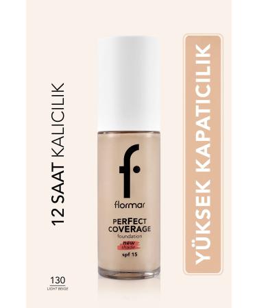 Flormar Perfect Coverage Intensive Concealer Water Based Foundation (YELLOW UNDERTONE) -130 Light Beige -8682536070539
