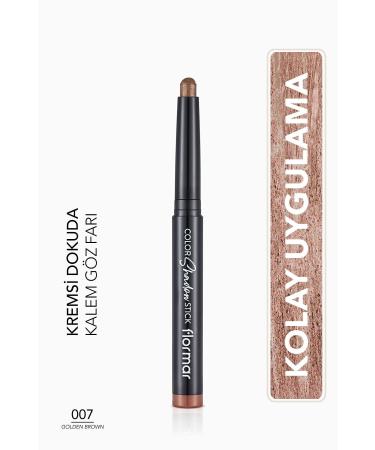 Flormar Waterproof Shimmering Pencil Eyeshadow -color Shadow Stick-007 Golden Brown-8682536039475