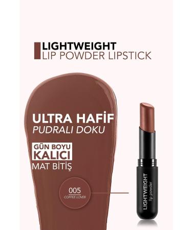 Flormar Ultra Light Matte Lipstick (DARK BROWN) - Lightweight Lip Powder - 005 Coffee Lover - 8682536061728 - Buy Online on GoSupps.com