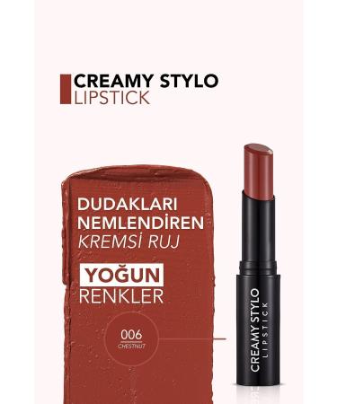 Flormar Semi Glossy Stick Lipstick- Creamy Stylo Lipstick -006 Chestnut- 8682536013666 - Buy Online on GoSupps.com